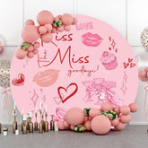 Lofaris Pink Lip Kiss Miss Goodbye Round Bridal Shower Backdrop